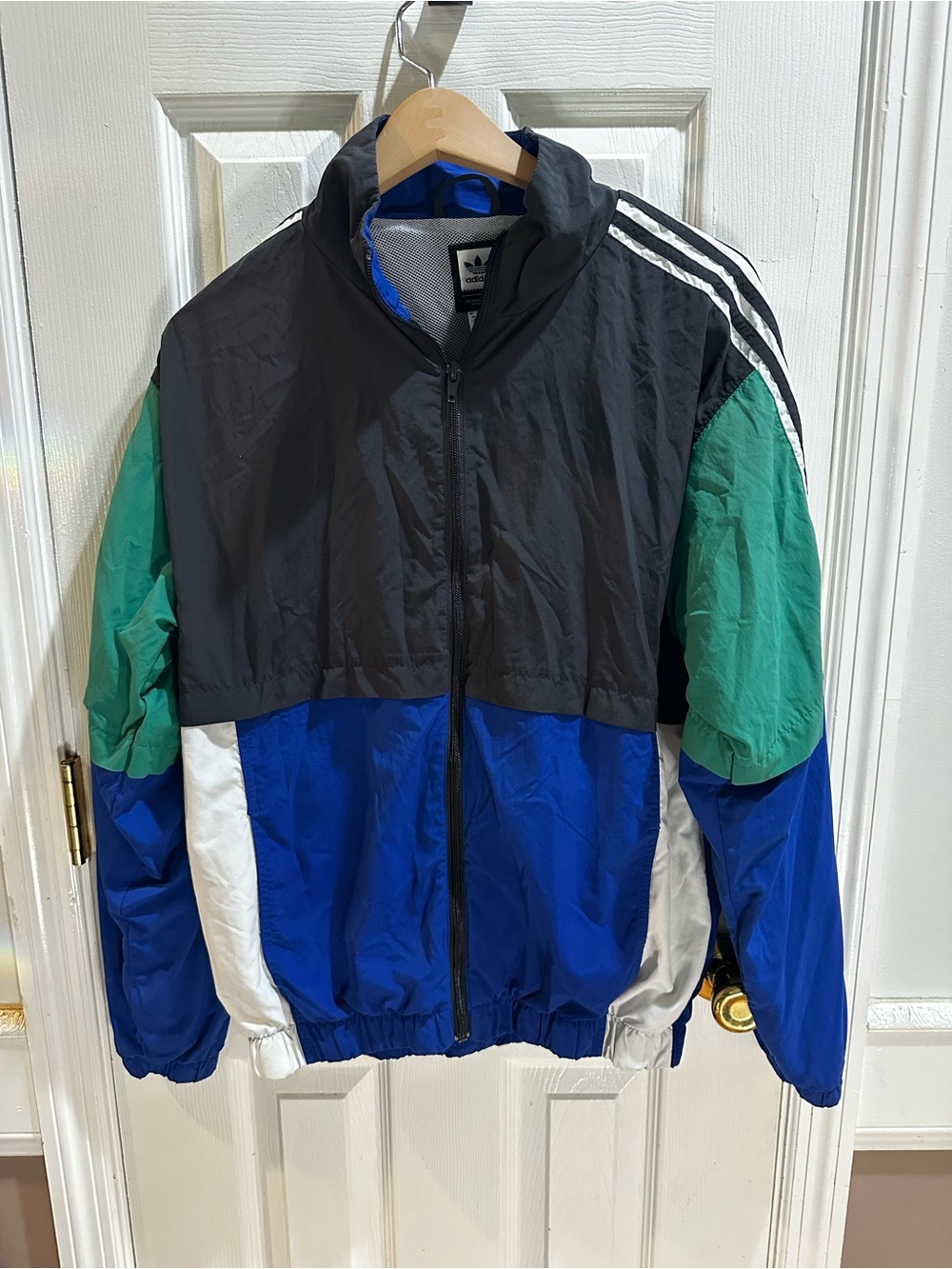 Adidas Originals Men’s Standard 20 Zip Track Jacket Colorblock Black Blue Small